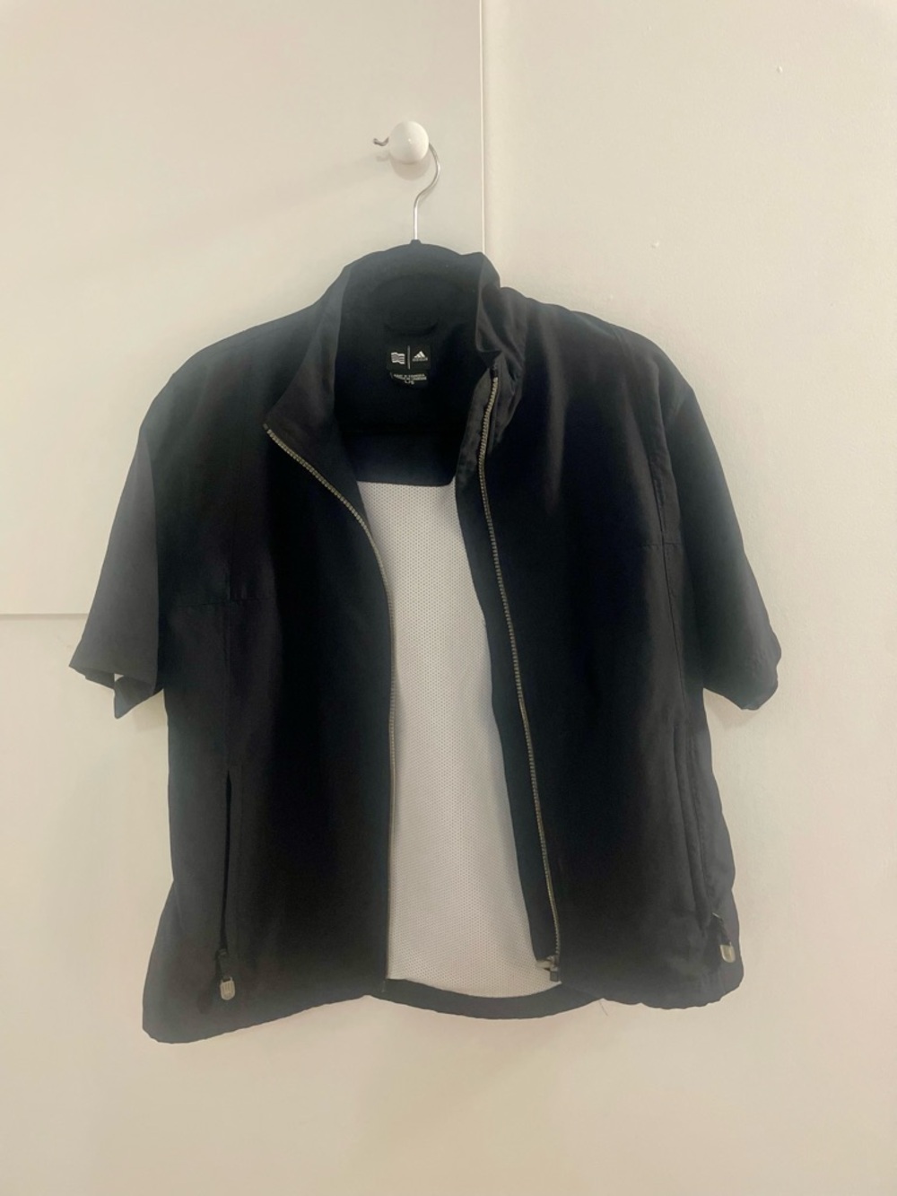Adidas Black Short-Sleeve Lightweight Zip Jacket Size Large